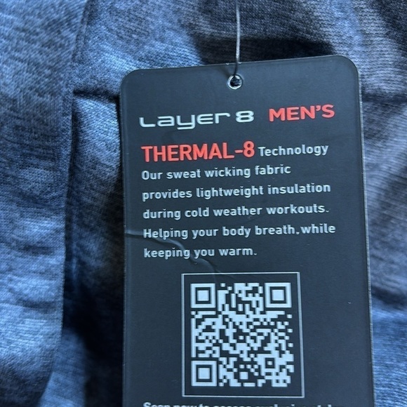 Layer Thermal 8 sweat wicking light cold weather heather grey and blk joggers - Picture 4 of 11